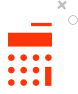 Red calculator with a white outline.