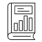 A black and white bar graph icon.